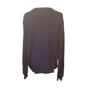 Tommy Hilfiger Sweater Mens Sz XL Navy Pullover Crew Neck Cable Knit Front Logo
